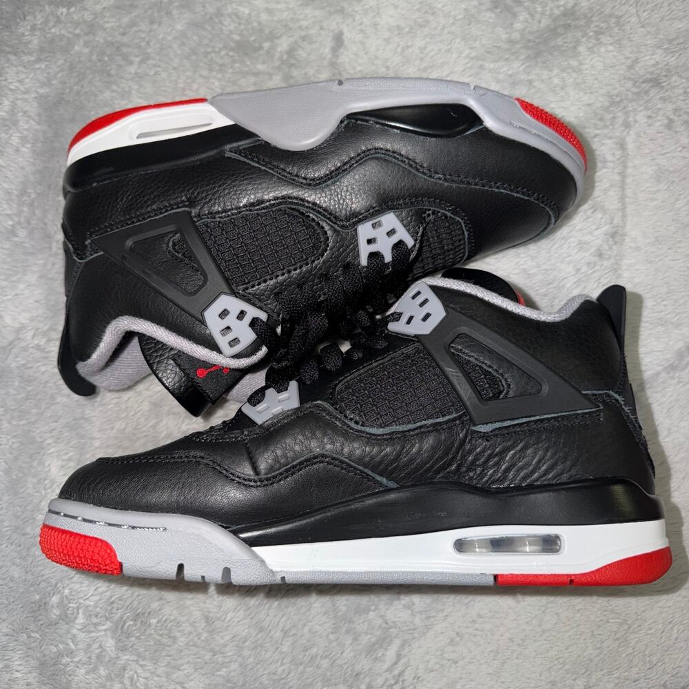 Nike Air Jordan 4 Retro Bred Reimagined GS Size 5Y Black Red Grey FQ8213-006 - Picture 8 of 8